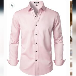 JEMITOP Stretch Wrinkle Free  Formal Prom Wedding Button Down Dress Shirt- L